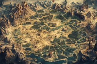draw a fantasy map for your dnd campaign, rpg game,