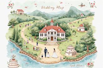 do custom watercolor wedding map