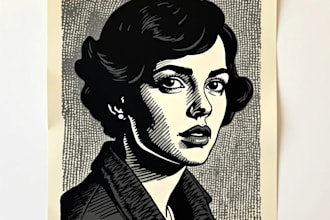 create a portrait print linocut