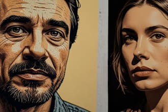 create a custom portrait in linocut style