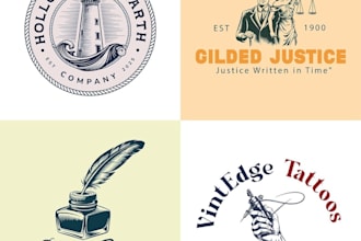 design a hand drawn vintage illustration logo for your brand