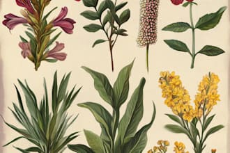 draw your flowers fruits vegetable and botanical plants