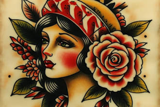 create a traditional or old school style tattoo design