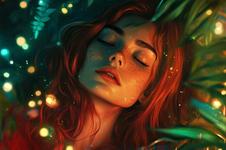 digitally oil paint, vintage portrait, landscape, illustrate