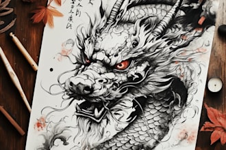 design professional japanese, asian style tattoo design