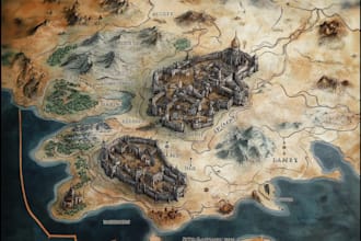 make fantasy map illustration for dnd, novels and games