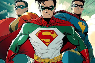 do graphic novel page superhero cartoon character design comic book illustration