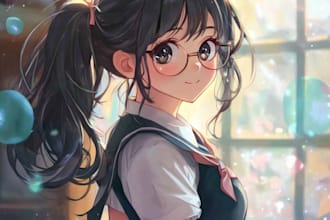 draw cartoon or anime digital illustrations
