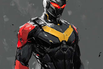 draw concept art superhero character for anime style comic