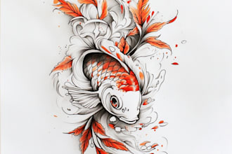 draw custom tattoo design, realistic, traditional, anime