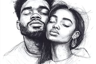 draw couple portrait illustration