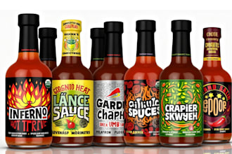 do label and logo for sauce, spice, seasonings, salsa, dips, pepper and BBQ