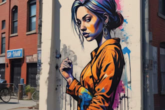 create a unique pop art and street graffiti style modern