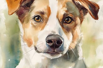 paint a watercolor portrait of your dog cat and other