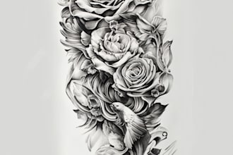 create custom realistic tattoo design, tattoo sleeve