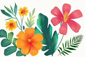 draw botanical illustrations of flowers, plants