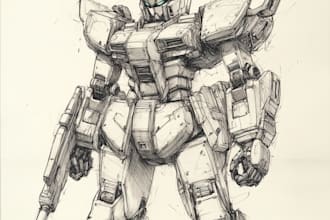 draw gundam, transformer, robot, armor, and mecha, concept