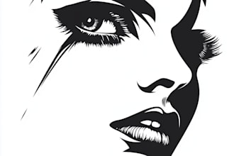 do a black and white vector face portrait logo, stencil art