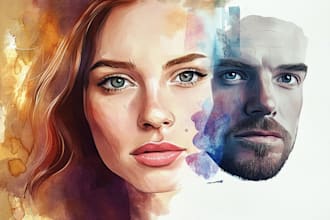 paint digital and watercolor portraits