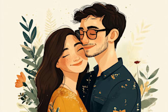 make couple portrait illustration, family portrait