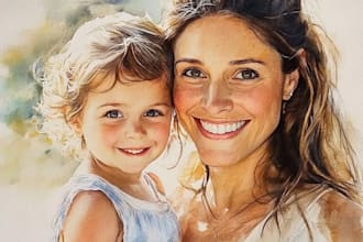 draw your portrait in watercolor or oil paint family gift