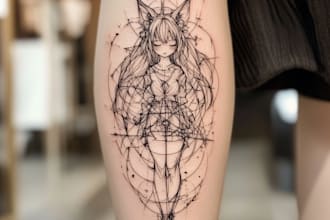 make custom tattoo anime into geometric design for you