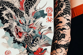 create your japanese custom tattoo design and illustration