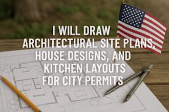 draw architectural site plan, house design, and kitchen layouts for city permit