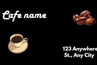 design a minimalist cafe location card with a unique quote