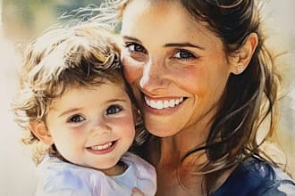 draw your portrait in watercolor or oil paint family gift
