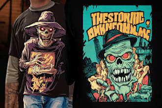 create dark retro vintage comic illustrations with a creepy horror style