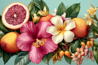illustrate fruit, plant, or anything in digital watercolor