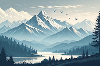 illustrate minimalist or modern scenic landscapes