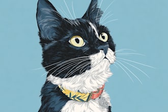 draw a cute custom portrait illustration of your pet, cat
