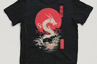 draw japanese style or monoline illustration tshirt merch