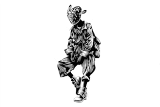 draw a custom portrait in linocut style
