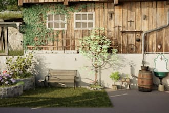 design realistic garden,outdoor pool, patio,yard, terrace and landscape 3d model
