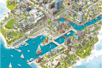 design city map and vector event map illustration