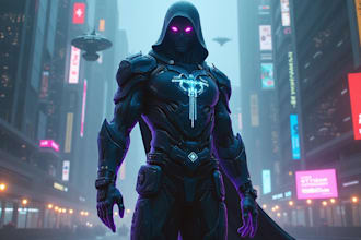 design cyberpunk and fantasy character splash art