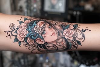 make custom anime tattoo design for arm, sleeve or back