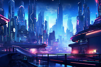 draw a cyberpunk futuristic city art
