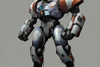 design robots and concept art of futuristic mecha