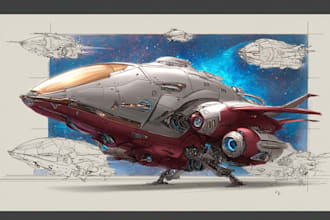 draw spaceship concept art or design a starship or scifi vehicle