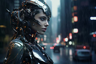 drawing a cyberpunk futuristic city art