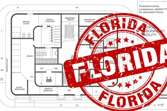 stamp florida floor plan california USA achitectural plan for city permit