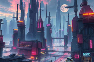 make science fiction city, cyberpunk concept art illustration