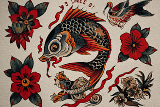 create awesome old school tattoo style design