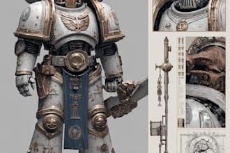 do a your marine warhammer 40k character art in unique style