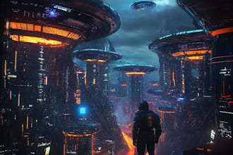 design an illustration of futuristic cyberpunk city