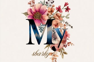 design a watercolor boho botanical floral and custom logo